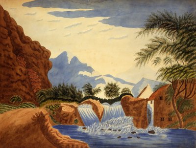 Escena de montaña y rueda de agua, ca. 1820-1870 de Unbekannt