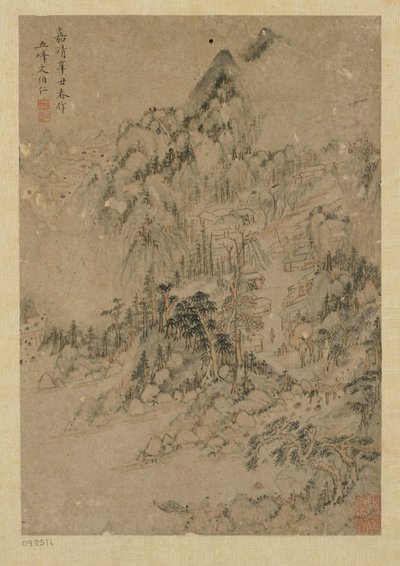 Pueblo de montaña, dinastía Ming, 1550-1644 de Unbekannt