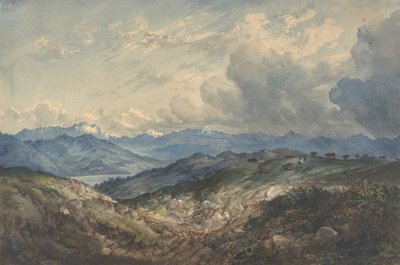 Paisaje montañoso con tormenta eléctrica, siglo XIX de Unbekannt