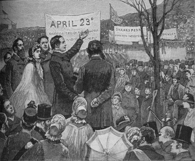 El Sr. Phelps plantando el roble de Shakespeare en Primrose Hill, Londres, c1890 de Unbekannt