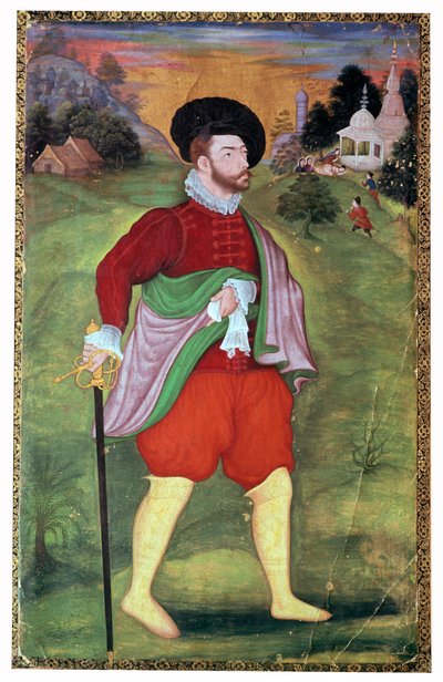 Retrato mogol de un europeo, siglo XVI de Unbekannt