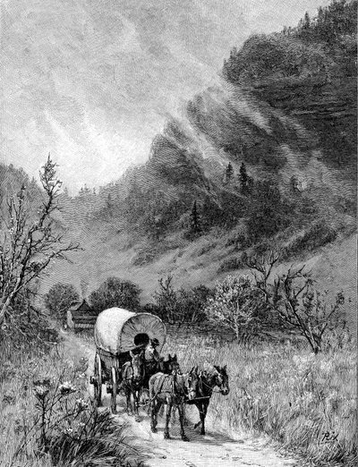 Carro de mulas pasando por el Cumberland Gap, Kentucky de Unbekannt