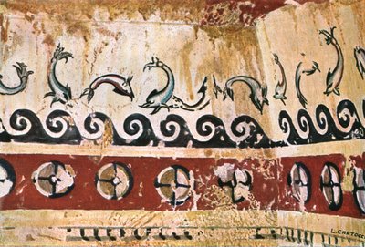 Pintura mural en la Tumba de Tifón (Tomba del Tifone) en Tarquinia, Italia, 1928 de Unbekannt