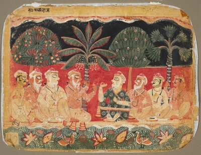 Nanda y los ancianos, página de un Bhagavata Purana de Unbekannt