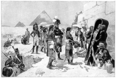 Napoleón Bonaparte inspeccionando una momia en las pirámides, 1801 1900 de Unbekannt