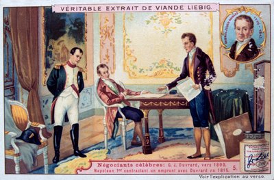 Napoleón negociando un préstamo con Gabriel Julien Ouvrard, 1815 de Unbekannt