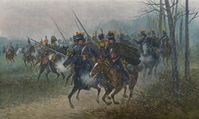 Napoleón y su estado mayor sorprendidos por cosacos, 1812 de Unbekannt