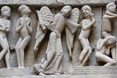 Museo Nacional de Monumentos Franceses. Catedral de San Lázaro, Autun. Fachada occidental. El Juicio Final. Molde. Primer plano, París, Francia de Unbekannt