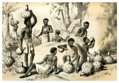 Nativos haciendo Pombe, 1883 de Unbekannt