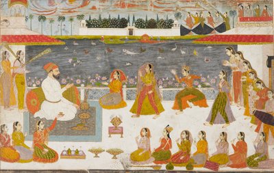 Nawab y damas viendo un nautch en una terraza, 1760 de Unbekannt