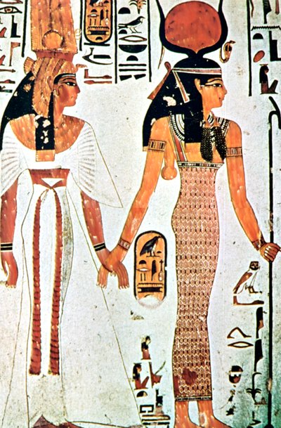 Nefertari e Isis, pintura mural egipcia antigua de una tumba tebana, siglo XIII a.C. de Unbekannt