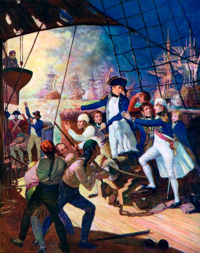 Nelson en la batalla del Nilo, 1798, c1920 de Unbekannt