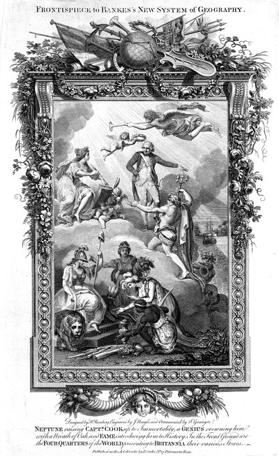 Neptuno elevando a James Cook a la inmortalidad y la fama, finales del siglo XVIII de Unbekannt