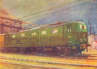 Nueva locomotora eléctrica, L.N.E.R., saliendo de la estación Manchester London Road, 1940 de Unbekannt