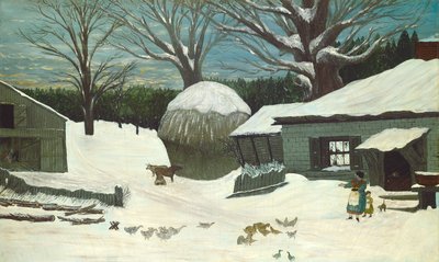 Granja de Nueva Inglaterra en invierno, 1850 o después de Unbekannt