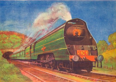 Nuevo Expreso Aerodinámico, Merchant Navy, S.R., saliendo del túnel de Honiton, 1940 de Unbekannt