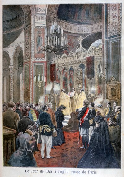 Día de Año Nuevo en la iglesia rusa en París, 1894 de Unbekannt