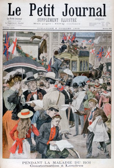 Noticias de la enfermedad del rey Eduardo VII en Londres, 1902 de Unbekannt
