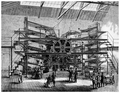 Impresión de periódicos en una máquina semirrotativa de diez pies, 1860 1956 de Unbekannt