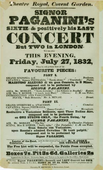 Niccolo Paganini - cartel de Unbekannt