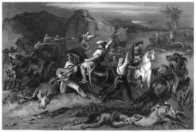 Salida nocturna y ataque a los carros de equipaje, 1857, c. 1860 de Unbekannt