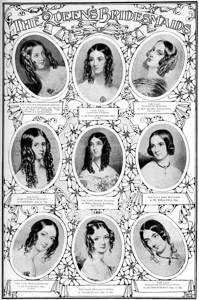 Nueve de las damas de honor de la Reina Victoria, 10 de febrero de 1840 de Unbekannt