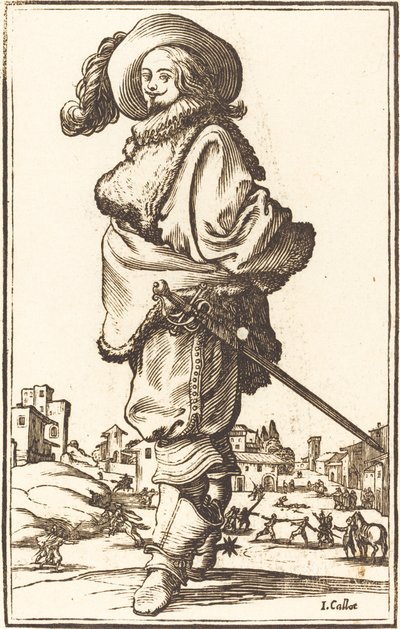Hombre noble con plastrón de piel de Unbekannt