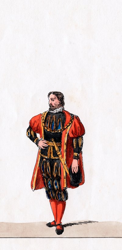 Noble, diseño de vestuario para la obra de Shakespeare, Enrique VIII, siglo XIX de Unbekannt