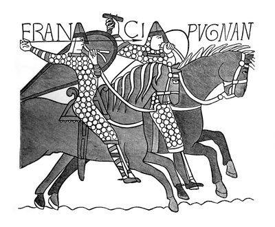 Caballeros normandos, Tapiz de Bayeux, c1070s, 1870 de Unbekannt