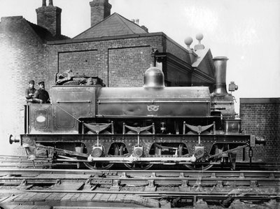 Locomotora de vapor 0-6-0 de North Staffordshire con conductor y fogonero en la cabina, siglo XIX de Unbekannt