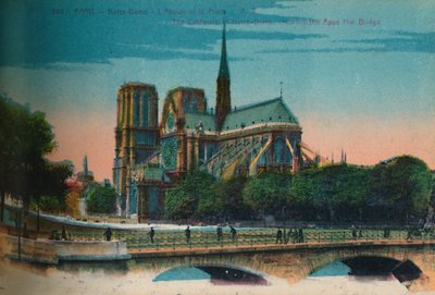 Catedral de Notre-Dame mostrando el ábside y el Pont Notre-Dame, París, c1920 de Unbekannt