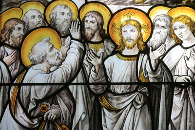 Iglesia Notre Dame de Beaune vidriera: San Pedro protesta su fidelidad a Cristo, Beaune, Francia de Unbekannt