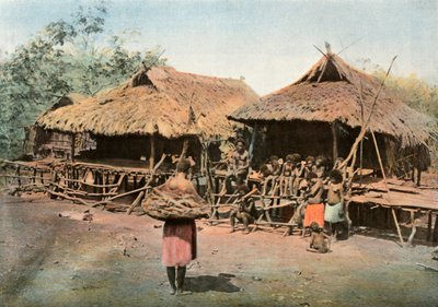 Nueva Guinea. Karapuna. Aldea indígena, Papúa Nueva Guinea. Karapuna. Aldea nativa, 1900 de Unbekannt