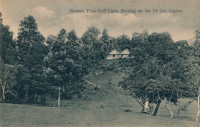 Campo de Golf de Nuwara Eliya, Golpeando en el 7º Tee, Ceilán, c. 1900 de Unbekannt