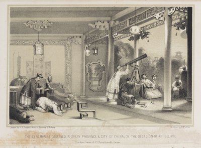 Observando un eclipse en China, c. 1836 de Unbekannt