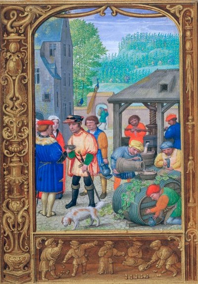 Octubre, elaboración de vino, principios del siglo XVI de Unbekannt