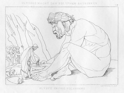 Odiseo bebiendo con Polifemo, el cíclope, c1833 de Unbekannt