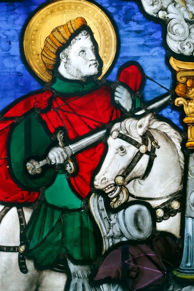 Museo Oeuvre Notre-Dame, Panel de vidriera con la Caridad de San Martín, Estrasburgo, Francia (foto) de Unbekannt