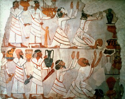 Escena de ofrendas, pintura mural, egipcia de Unbekannt