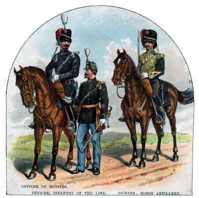 Oficial de Húsares, Oficial, infantería de línea, Artillero, artillería a caballo, siglo XIX de Unbekannt