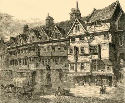 Casas antiguas en Holborn cerca de Middle Row, c1872 de Unbekannt