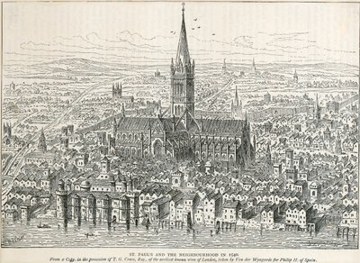 La antigua Catedral de San Pablo, Ciudad de Londres, 1540 c. 1883-1885 de Unbekannt