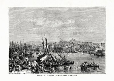 Puerto viejo y Notre Dame de la Garde, Marsella, Francia, 1879 de Unbekannt