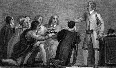 Oliver Cromwell rechazando la corona, 1650s de Unbekannt