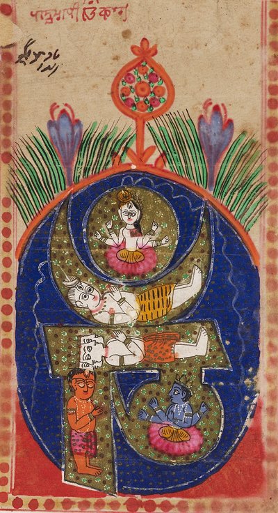 Mantra Om que contiene figuras de deidades, siglo XIX de Unbekannt