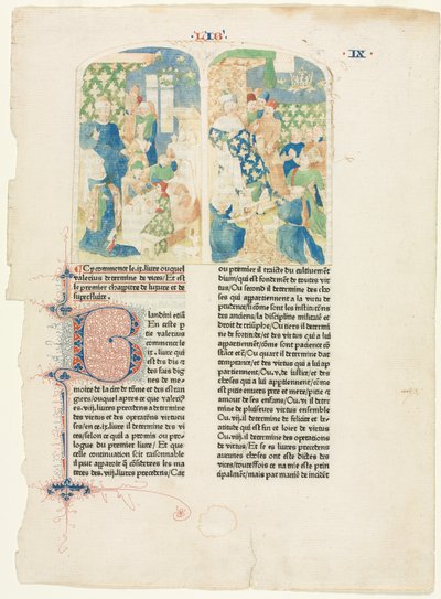 Página de apertura del Libro IX de Facta et dicta memorabilia de Valerius Maximus, c. 1476 de Unbekannt