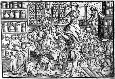 Operación en la cabeza de un hombre. De: Die große Wundarzney por Theophrastus Bombastus von Hohenheim, 1562 de Unbekannt