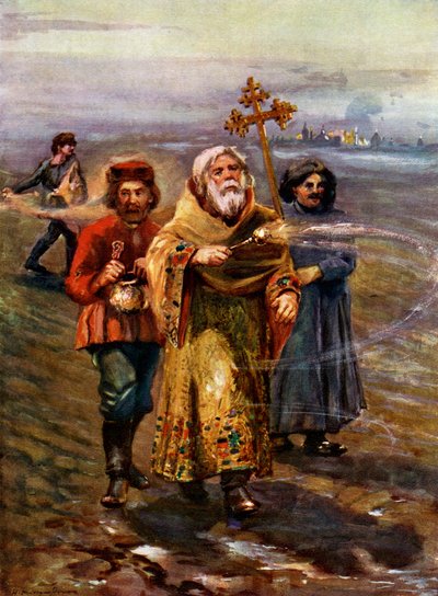 Sacerdote ortodoxo bendiciendo el suelo, Rusia de Unbekannt