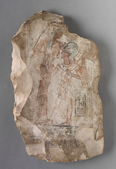 Ostracon: Ramsés II amamantado por una diosa, c. 1279-1213 a.C. de Unbekannt