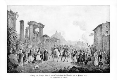 Otto I, Rey de Grecia, desembarcando en Nauplia, 6 de febrero de 1833, 1900 de Unbekannt